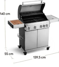 Burnhard Gas BBQ Big FRED Deluxe - 4 Branders - Incl. Keramische Infraroodbrander & Afdekhoes - Deluxe -Keukenseries Speciaal Winkel 1063x1200 1