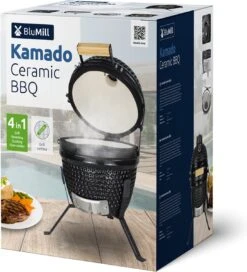 BluMill Kamado BBQ Egg - Kamado 13 Inch - Incl. Vlees Thermometer - Houtskoolbarbecues - Zwart - Ø 27cm -Keukenseries Speciaal Winkel 1090x1200