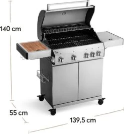 Burnhard Gas BBQ Big FRED Deluxe - 4 Branders - Incl. Keramische Infraroodbrander & Afdekhoes - Deluxe -Keukenseries Speciaal Winkel 1113x1200 1