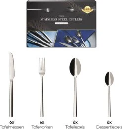 Nevana Bestekset - 24 Delig - 18/10 Edelstaal - Bestek - Lepels, Messen, Vorken -Keukenseries Speciaal Winkel 1137x1200 4