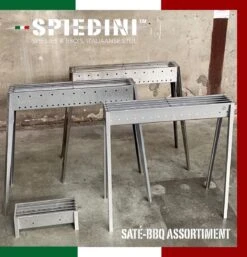 Spiedini Saté-bbq Bali 40 Mini - Kleine, Smalle Houtskoolbarbecue Met Horizontaal Rooster Voor Sate Of Andere Spiesjes - 40 Cm Lang, 11 Cm Breed, 14 Cm Hoog - Ideaal Voor Tuin- Of Open Haard, Of Balkon - Materiaal: Gealuminiseerd Ijzer -Keukenseries Speciaal Winkel 1153x1200 1