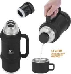 MacGyver RVS Thermoskan 1.5 Ltr – RVS Thermosbeker 0,55 Ltr - Langdurig Warm/koud - Zwart -Keukenseries Speciaal Winkel 1154x1200 1