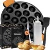 Ocina Poffertjespan – Combo Pack – 19 Poffertjes – Poffertjesmaker – Poffertjespan Inductie – Poffertjespan Electrisch – Gietijzeren Pan - Inclusief Doseerfles, Handvaten, 6x Poffertjesvorken En Invetkwast – Gratis Receptenboek -Keukenseries Speciaal Winkel 1156x1200 2