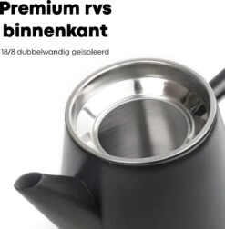 Vatten® - Premium RVS Theepot - Incl. RVS Theefilter - 1L - Zwart - Dubbelwandig -Keukenseries Speciaal Winkel 1175x1200 1