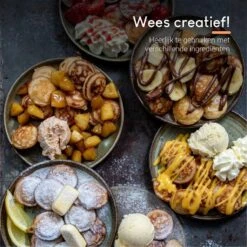 Ocina Poffertjespan – Combo Pack – 19 Poffertjes – Poffertjesmaker – Poffertjespan Inductie – Poffertjespan Electrisch – Gietijzeren Pan - Inclusief Doseerfles, Handvaten, 6x Poffertjesvorken En Invetkwast – Gratis Receptenboek -Keukenseries Speciaal Winkel 1198x1200 15