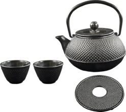 SakuraTea - Theepot Set - 4-delig - Gietijzer - Zwart - 0.8L - 2 Kopjes (100ml) -Keukenseries Speciaal Winkel 1200x1068 1
