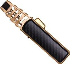 Merkloos Turbo Jetflame Aansteker - Gasbrander - Vuurwerk Torch - Crème Brûlée Brander - BBQ En Sigaren Aansteker - Windproof - Carbon Met Goudkleurige Metalen Behuizing -Keukenseries Speciaal Winkel 1200x1094