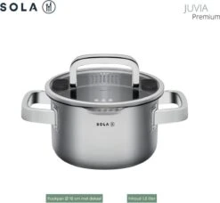 Sola Pannenset Juvia - 4 Delig - Ø 16,16,18,20 Cm - Zilver - RVS - Sandwichbodem -Keukenseries Speciaal Winkel 1200x1110 2