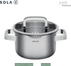 Sola Pannenset Juvia - 4 Delig - Ø 16,16,18,20 Cm - Zilver - RVS - Sandwichbodem -Keukenseries Speciaal Winkel 1200x1110