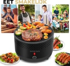 Ozocozy BBQ-ONE Houtskool Tafelbarbecue - Ø30 Cm- Zwart - Incl. Draagtas, Siliconen Bakkwast En RVS-Barbecuetang -Keukenseries Speciaal Winkel 1200x1133 1