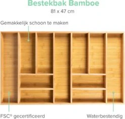 Grote Bestekbak Bamboe 81x47CM - Coninx Besteklade - Opbergbak - Duurzaam - Bamboe - Voor Laden Vanaf 47cm Diep -Keukenseries Speciaal Winkel 1200x1140 4