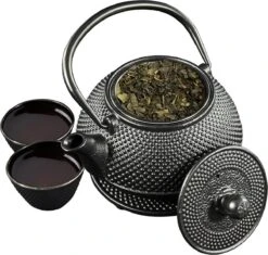 SakuraTea - Theepot Set - 4-delig - Gietijzer - Zwart - 0.8L - 2 Kopjes (100ml) -Keukenseries Speciaal Winkel 1200x1142