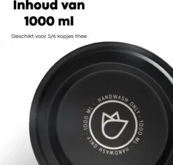 Vatten® - Premium RVS Theepot - Incl. RVS Theefilter - 1L - Zwart - Dubbelwandig -Keukenseries Speciaal Winkel 1200x1143