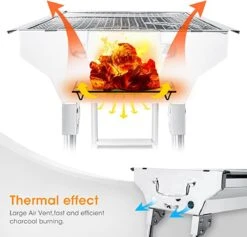 Uten - Houtskoolbarbecue - Opvouwbare Barbecue - Houtskoolbarbecues - Draagbare Camping Barbecue - 430 Roestvrij Staal Grill BBQ - 5-10 Persoon Tuin Buitenfeest - Zilver -Keukenseries Speciaal Winkel 1200x1152 2