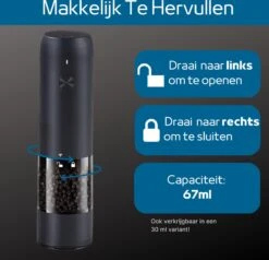 GOV Elektrische Peper- En Zoutmolen Zwart XL Set Oplaadbaar - Pepermolen - Peper En Zoutstel -Keukenseries Speciaal Winkel 1200x1156 3