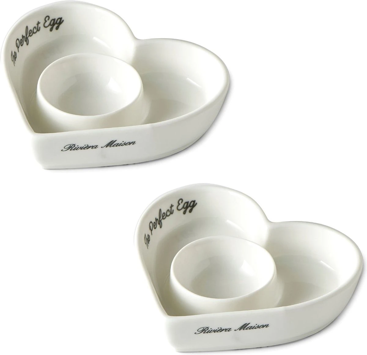 Riviera Maison Eierdop Set Van 2 - The Perfect Heart Egg Cup - Porselein 3 Riviera Maison Eierdop Set Van 2 - The Perfect Heart Egg Cup - Porselein