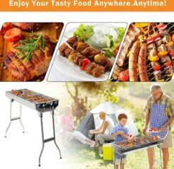 Uten - Houtskoolbarbecue - Opvouwbare Barbecue - Houtskoolbarbecues - Draagbare Camping Barbecue - 430 Roestvrij Staal Grill BBQ - 5-10 Persoon Tuin Buitenfeest - Zilver -Keukenseries Speciaal Winkel 1200x1162