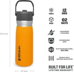 Stanley The IceFlow™ Flip Straw Water Bottle 0,65L - Thermosfles - Saffron -Keukenseries Speciaal Winkel 1200x1170 3