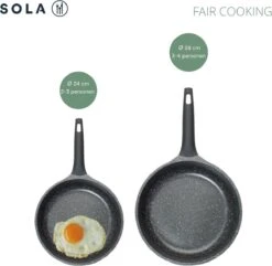 Sola Koekenpan Fair Cooking - Ø 28 Cm - Zwart/wit - Aluminium - Antiaanbaklaag -Keukenseries Speciaal Winkel 1200x1171 3