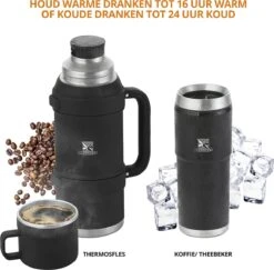 MacGyver RVS Thermoskan 1.5 Ltr – RVS Thermosbeker 0,55 Ltr - Langdurig Warm/koud - Zwart -Keukenseries Speciaal Winkel 1200x1180 1