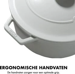 MOA Gietijzeren Braadpan - Inhoud 7,2 Liter - 30CM - Rond - Alle Warmtebronnen - Ook Voor Inductie - Gewicht 7,3 Kg - Wit - C30W -Keukenseries Speciaal Winkel 1200x1181