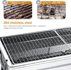 Uten - Houtskoolbarbecue - Opvouwbare Barbecue - Houtskoolbarbecues - Draagbare Camping Barbecue - 430 Roestvrij Staal Grill BBQ - 5-10 Persoon Tuin Buitenfeest - Zilver -Keukenseries Speciaal Winkel 1200x1184 2