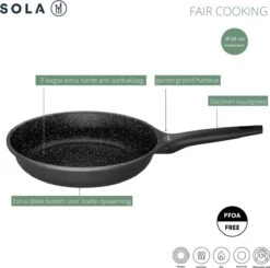 Sola Koekenpan Fair Cooking - Ø 28 Cm - Zwart/wit - Aluminium - Antiaanbaklaag -Keukenseries Speciaal Winkel 1200x1189 1