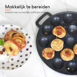 Ocina Poffertjespan – Combo Pack – 19 Poffertjes – Poffertjesmaker – Poffertjespan Inductie – Poffertjespan Electrisch – Gietijzeren Pan - Inclusief Doseerfles, Handvaten, 6x Poffertjesvorken En Invetkwast – Gratis Receptenboek -Keukenseries Speciaal Winkel 1200x1198 15