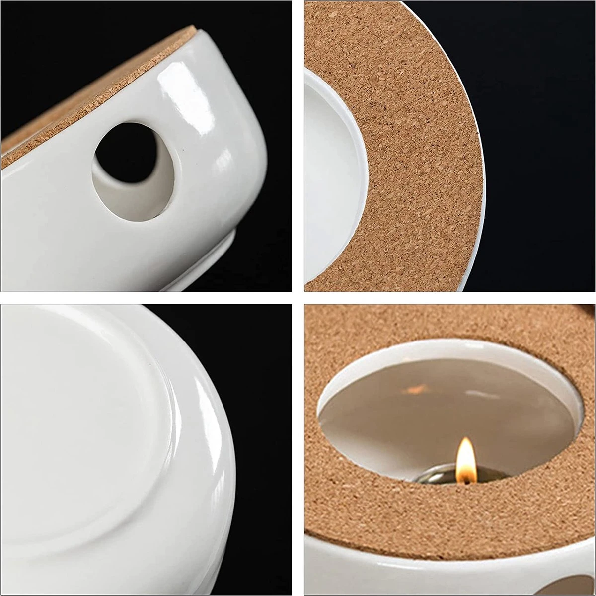 ConBlom Keramische Theepot, Warmer, Theewarmer, Koffiewarmer, Stoofje, Met Kurk-stoofje, Theepot Basis, Theefornuis, Melkwarmer Voor Thuis, Café, Theemelk (zonder Kaars En Theepot) 7 ConBlom Keramische Theepot, Warmer, Theewarmer, Koffiewarmer, Stoofje, Met Kurk-stoofje, Theepot Basis, Theefornuis, Melkwarmer Voor Thuis, Café, Theemelk (zonder Kaars En Theepot) - Afbeelding 5