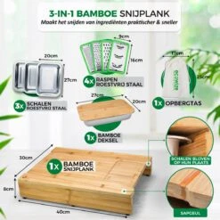 Ecowize 3-in-1 Bamboe Snijplank Met Opvangbak - Snijplank Hout Incl. 3 Roestvrijstalen Opvangbakjes Met Bamboe Deksel, 4 Inzetbare Raspen - Groentesnijder, Hakblok, Borrelplank, Tapasplank, Broodplank - 40x30cm - Duurzaam Cadeau -Keukenseries Speciaal Winkel 1200x1200 1003