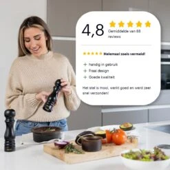 Deleca Luxe Peper En Zoutmolen Set - Met Geschenkdoos - Zout / Pepermolen - Rubberhout - Zwart & Goud -Keukenseries Speciaal Winkel 1200x1200 1034