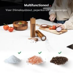Deleca Luxe Peper En Zoutmolen Set - Zout / Pepermolen - Handmatig - Met Navul Lepel & Geschenkdoos - Acacia Hout - Rond -Keukenseries Speciaal Winkel 1200x1200 1038
