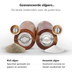 Deleca Luxe Peper En Zoutmolen Set - Zout / Pepermolen - Handmatig - Met Navul Lepel & Geschenkdoos - Acacia Hout - Rond -Keukenseries Speciaal Winkel 1200x1200 1044