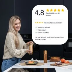 Deleca Luxe Peper En Zoutmolen Set - Zout / Pepermolen - Handmatig - Met Navul Lepel & Geschenkdoos - Acacia Hout - Rond -Keukenseries Speciaal Winkel 1200x1200 1045