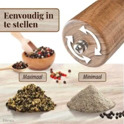 Dieux® - Peper En Zoutmolen Set - Cilinder Vorm - 22CM - Zout Peper Kruiden - 2 Stuks - Acacia Hout - Instelbare Maalgraad - Duurzaam - Luxe Kwaliteit - Hervulbaar - Pepermolen - Zoutmolen - BBQ Accesoires - Pasen -Keukenseries Speciaal Winkel 1200x1200 1047