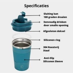 Castagnola Design RVS Koffiebeker To Go - Blauw - 380ml - Thermosbeker - Theebeker -Keukenseries Speciaal Winkel 1200x1200 115