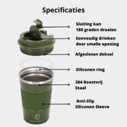 Castagnola Design RVS Koffiebeker To Go - Groen - 380ml - Thermosbeker - Theebeker -Keukenseries Speciaal Winkel 1200x1200 143