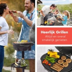 KitchenBrothers Elektrische BBQ - Met Grillplaat - Anti-aanbaklaag - Incl. Plank/Houders - Grilloppervlak 46,5x33,8cm - Tot 300°C - 2400W - Zwart -Keukenseries Speciaal Winkel 1200x1200 212