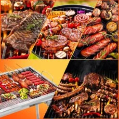 Uten - Houtskoolbarbecue - Opvouwbare Barbecue - Houtskoolbarbecues - Draagbare Camping Barbecue - 430 Roestvrij Staal Grill BBQ - 5-10 Persoon Tuin Buitenfeest - Zilver -Keukenseries Speciaal Winkel 1200x1200 255