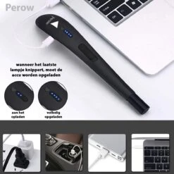 Oplaadbare Lange Elektrische Aansteker - Zwart - Duurzame Plasma Aansteker - Inclusief Cadeauverpakking - BBQ - Kaarsen -Keukenseries Speciaal Winkel 1200x1200 277