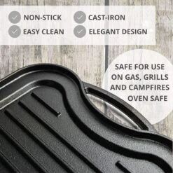 Nuovva Dubbelzijdig Gietijzeren Grillplaat - 50cm X 26cm -Keukenseries Speciaal Winkel 1200x1200 466