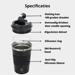 Castagnola Design RVS Koffiebeker To Go - Zwart - 380ml - Thermosbeker - Theebeker -Keukenseries Speciaal Winkel 1200x1200 6