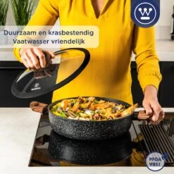 Westinghouse Hapjespan Inductie - Ø 32 Cm - Zwart Marmer - Speciale Editie - Met Deksel -Keukenseries Speciaal Winkel 1200x1200 601