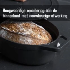 Gietijzeren Braadpan - Sudderpan Zwart Van Daumonet - Ovaal - Ø 29 Cm - 3 Liter - 100% PFAS & PFOA Vrij - Emaille - Geschikt Voor Alle Warmtebronnen - Elektrisch - Gas - Halogeen - Inductie - Keramisch - Vaatwasserbestendig -Keukenseries Speciaal Winkel 1200x1200 687