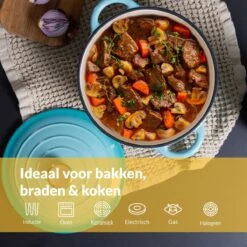Chefarone Gietijzeren Pan - Braadpan Inclusief Deksel - Geschikt Voor Alle Warmtebronnen - Geëmailleerd Blauw 16 Chefarone Gietijzeren Pan - Braadpan Inclusief Deksel - Geschikt Voor Alle Warmtebronnen - Geëmailleerd Blauw -Keukenseries Speciaal Winkel 1200x1200 711