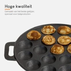 Ocina Poffertjespan – Combo Pack – 19 Poffertjes – Poffertjesmaker – Poffertjespan Inductie – Poffertjespan Electrisch – Gietijzeren Pan - Inclusief Doseerfles, Handvaten, 6x Poffertjesvorken En Invetkwast – Gratis Receptenboek -Keukenseries Speciaal Winkel 1200x1200 717