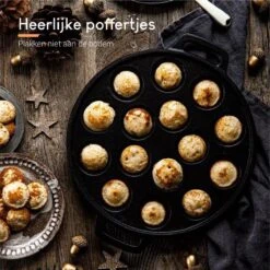 Ocina Poffertjespan – Combo Pack – 19 Poffertjes – Poffertjesmaker – Poffertjespan Inductie – Poffertjespan Electrisch – Gietijzeren Pan - Inclusief Doseerfles, Handvaten, 6x Poffertjesvorken En Invetkwast – Gratis Receptenboek -Keukenseries Speciaal Winkel 1200x1200 718