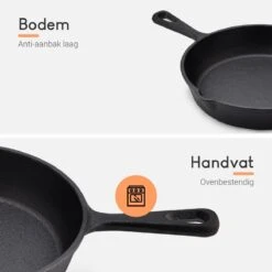 Ocina Gietijzeren Pan – Set Van 3 Stuks – ø25cm, ø19.5cm En ø16cm - Skillet - Koekenpan – Hapjespan – Koekenpan Inductie – Koekenpannenset - Gietijzeren Pan Bbq - Gietijzer - Incl. Receptenboek -Keukenseries Speciaal Winkel 1200x1200 790