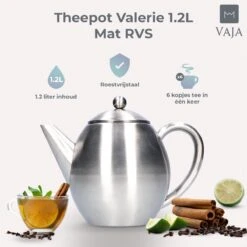 Vaja Valerie - Theepot Met Filter - Dubbelwandig - RVS - 1.2L -Keukenseries Speciaal Winkel 1200x1200 87
