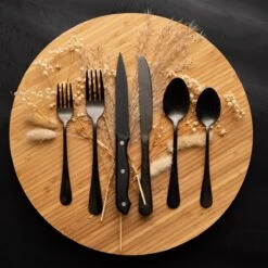 OEC Kitchen Bestekset 36-delig - Zwart - 6 Persoons - Steakmessen - Messen - Vorken - Lepels - RVS -Keukenseries Speciaal Winkel 1200x1200 894